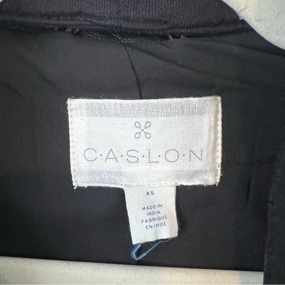 New Caslon Leather Moto Jacket with Removable Hood, Size XS - Picture 4 of 9